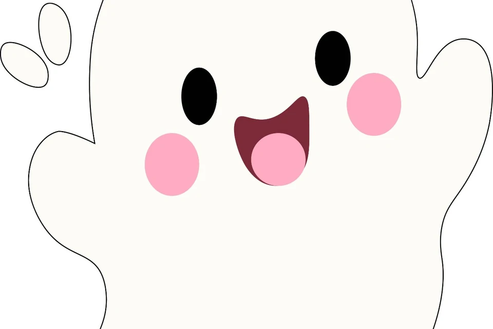 Halloween Ghost Waving Hello with a Big SmileHalloween Ghost Waving Hello with a Big Smile