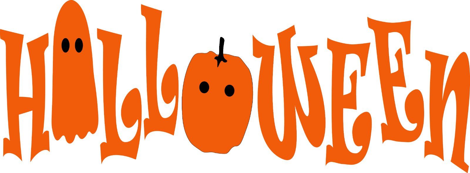 Halloween Lettering with Ghost and Pumpkin, Orange Hand Drawn Typography — image 1