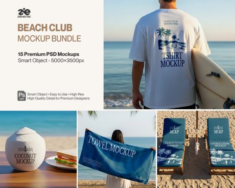 Premium Beach Club & Summer Lifestyle Mockup Bundle – 15 Aesthetic PSD Scenes for Resort Branding