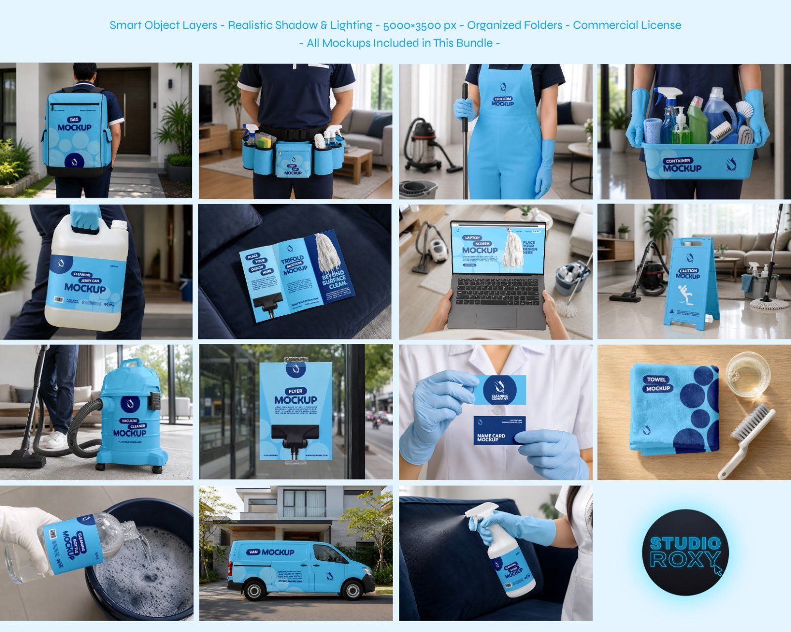 Cleaning Company Branding Mockup Bundle - 15 PSD Templates  Housekeeping & Cleaning Service Brand — image 2