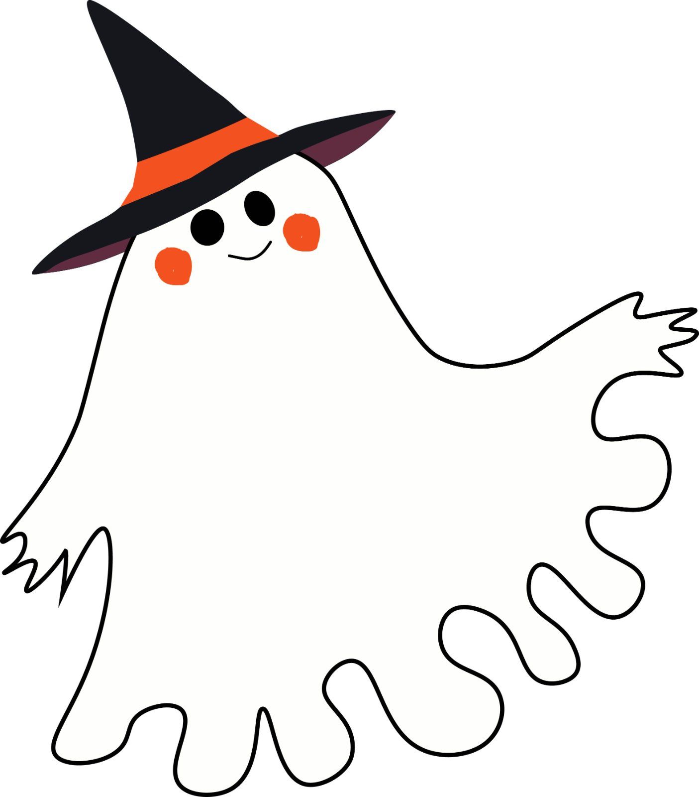 Cute Dancing Ghost in Witch Hat, Halloween Character Illustration — image 1