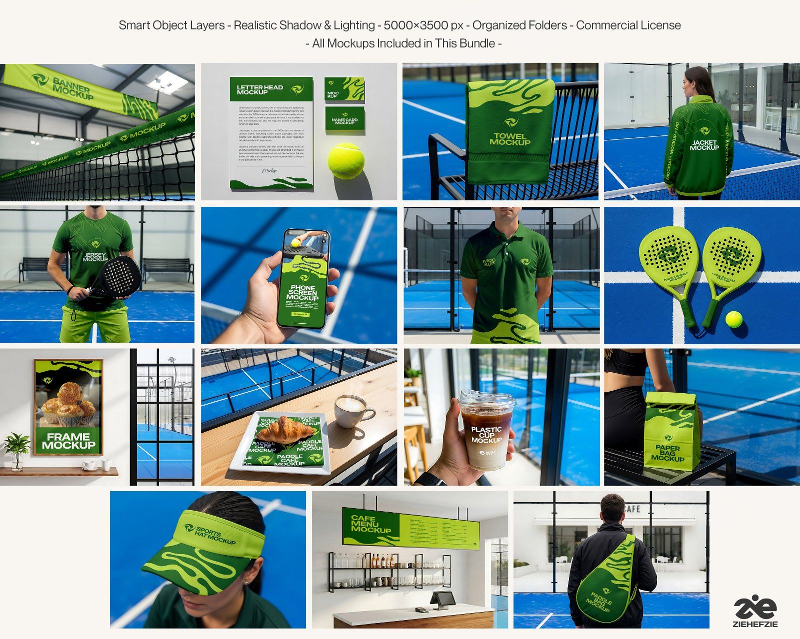 Paddle & Café Mockup Bundle - 15 Premium PSD Mockups | Sports Bag, Jacket, Hat & Café Branding Kit