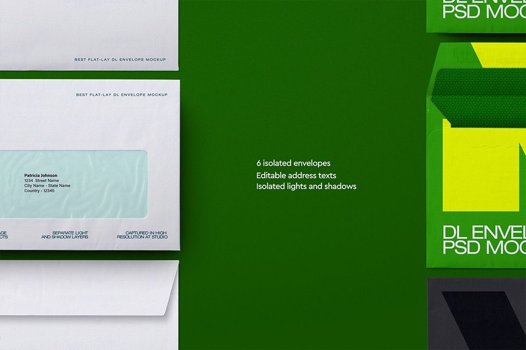 DL Envelope Mockup – Window Set (6 Objects)