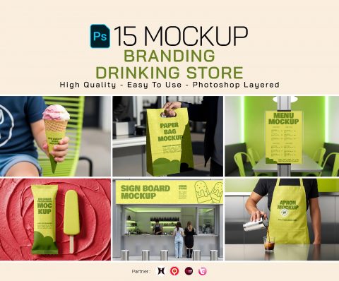 Premium Branding Drinking Store Mockup