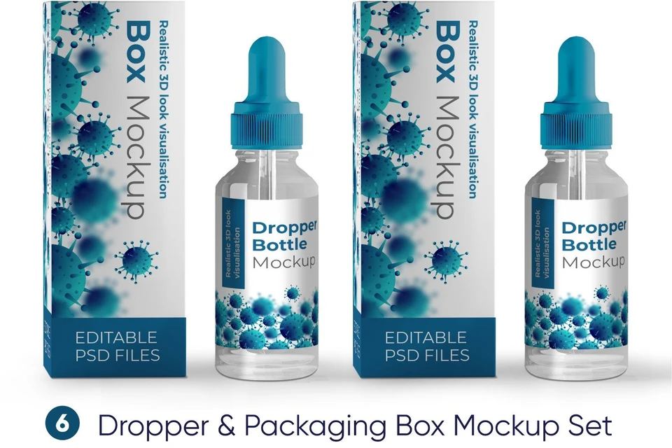 Dropper Bottle with Box Mockup Set