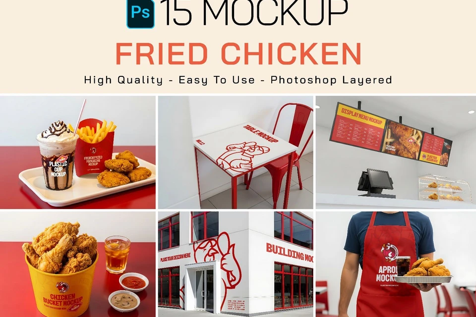 Premium Branding Fried Chicken Store Mockup