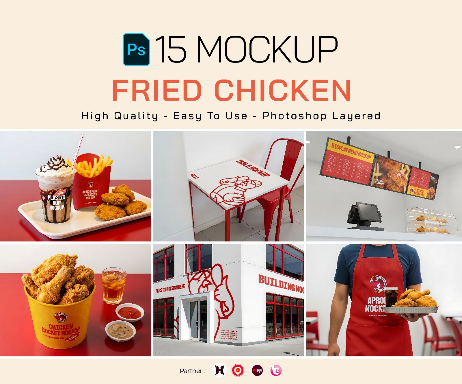Premium Branding Fried Chicken Store Mockup