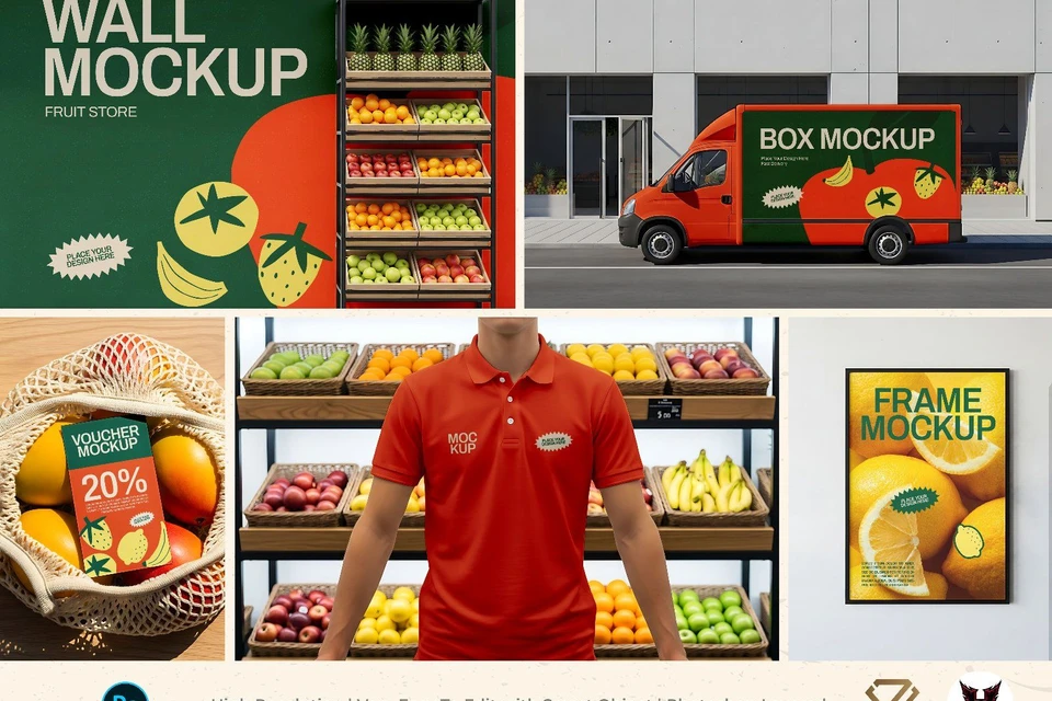 Premium Branding Fruit Market Mockup