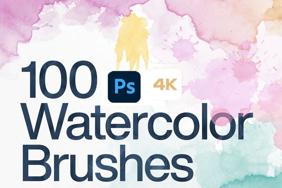 100 Realistic Watercolor Photoshop Brushes - Watercolor Brushes Download - Watercolor Photoshop