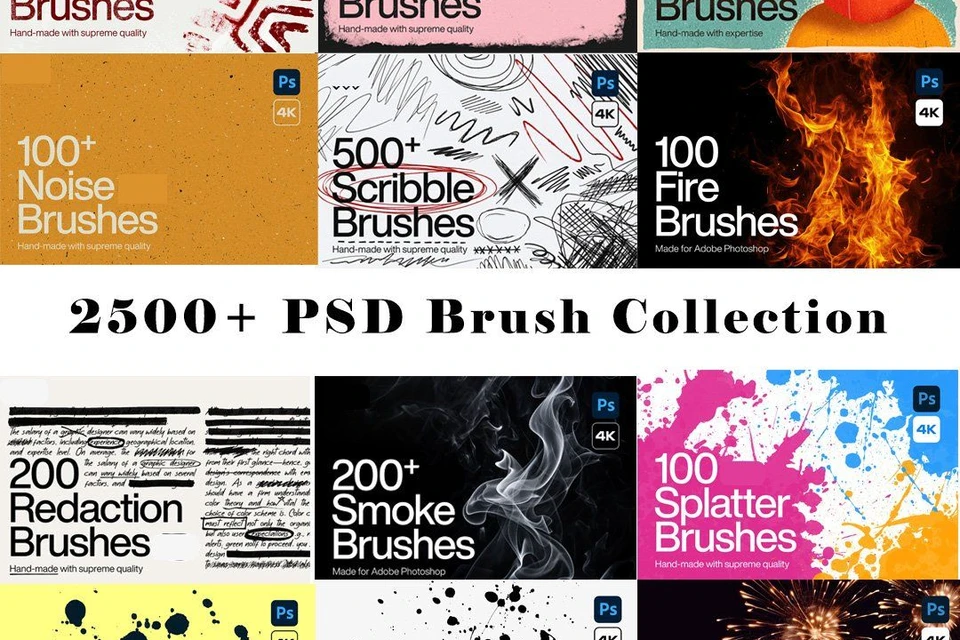 2500+ Photoshop Brushes - Mega Bundle For photoshop ,brush bundle ,  Full Shop Bundle,   All In One