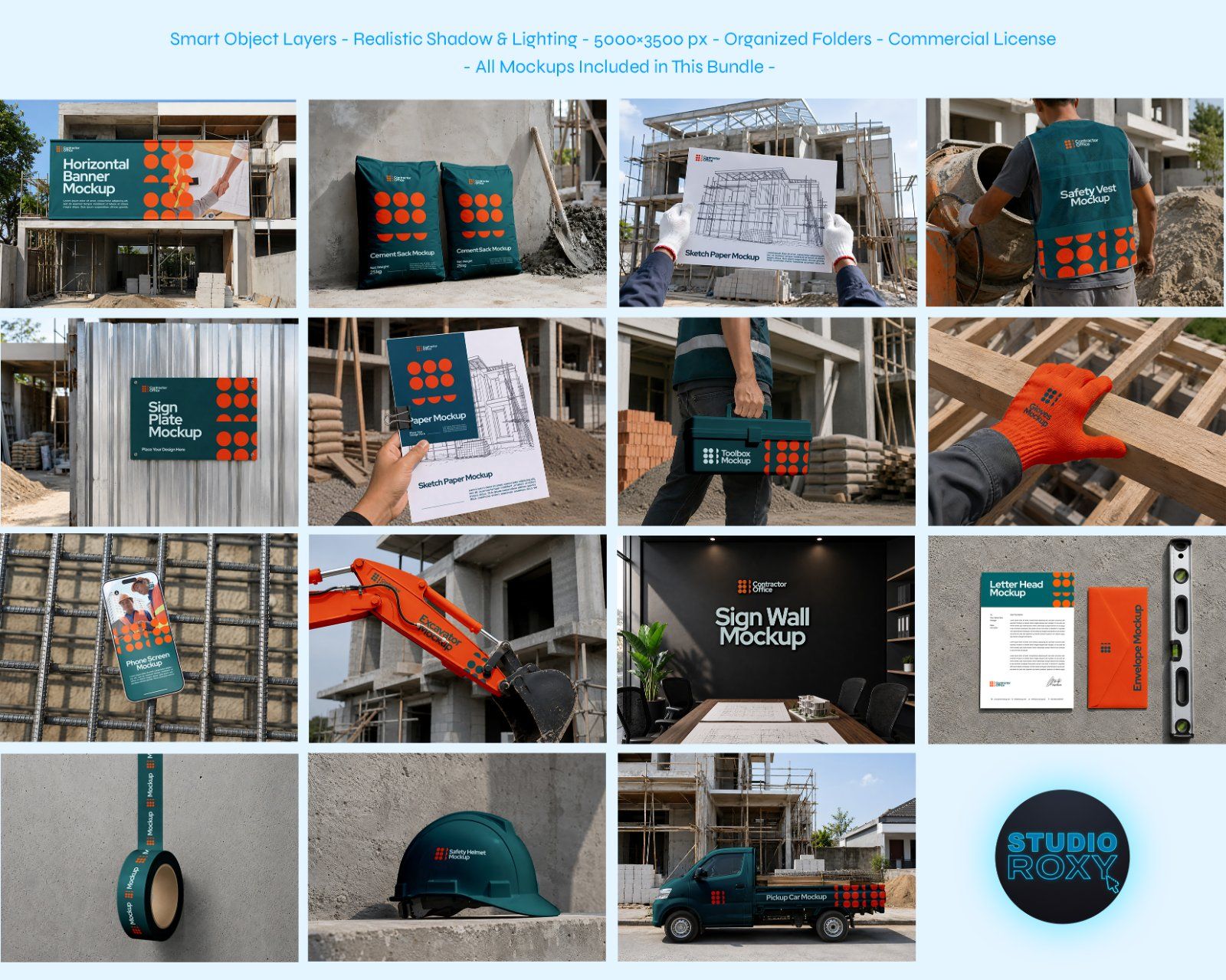 Contractor Company Branding Mockup Bundle - 15 PSD Templates Building Contractor & Architecture — image 2