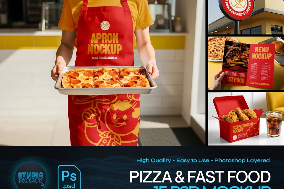 Ultimate Pizza & Fastfood Resto Branding Mockup Bundle – 15 Premium PSD Scenes for Food & Beverage I