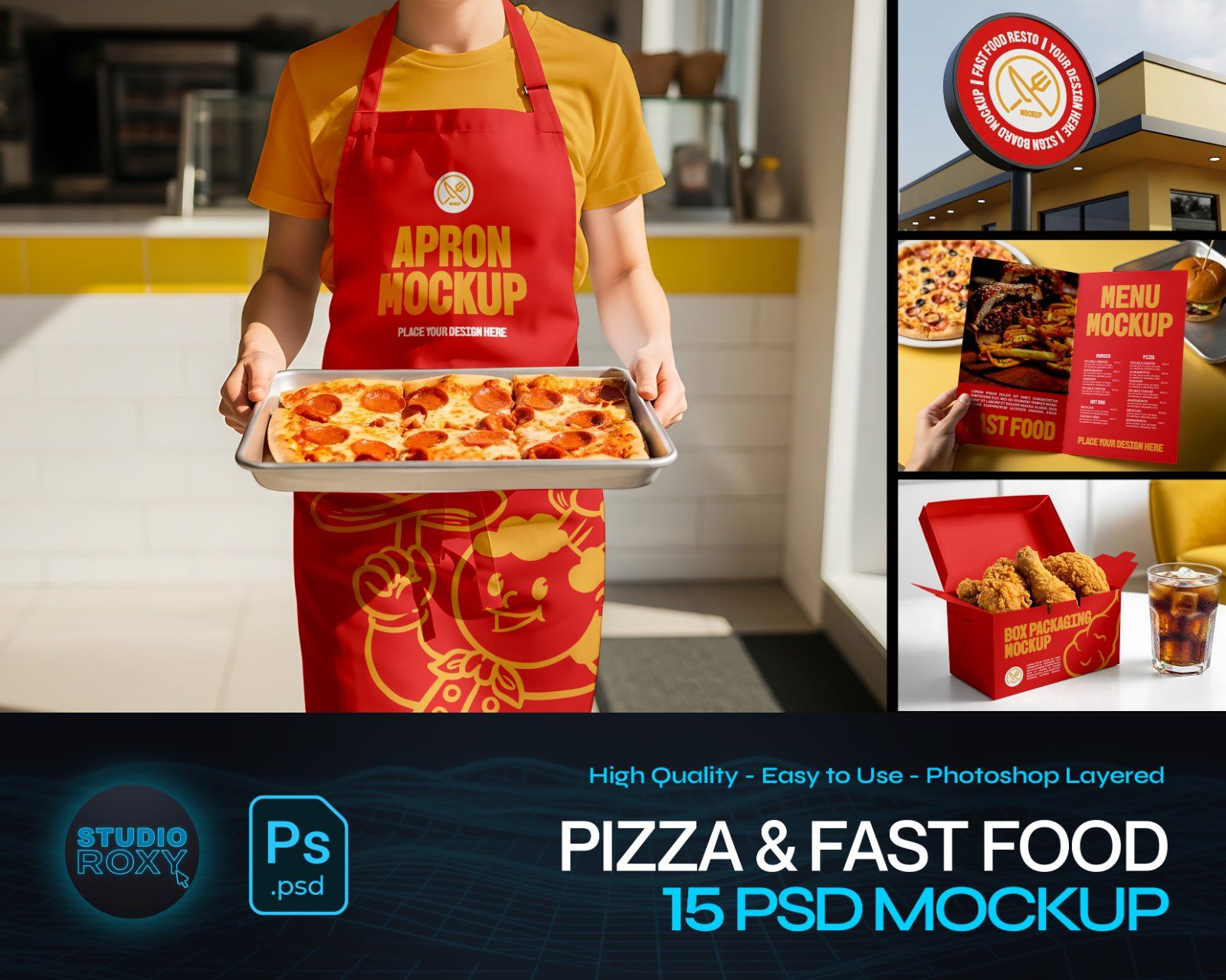 Ultimate Pizza & Fastfood Resto Branding Mockup Bundle – 15 Premium PSD Scenes for Food & Beverage I