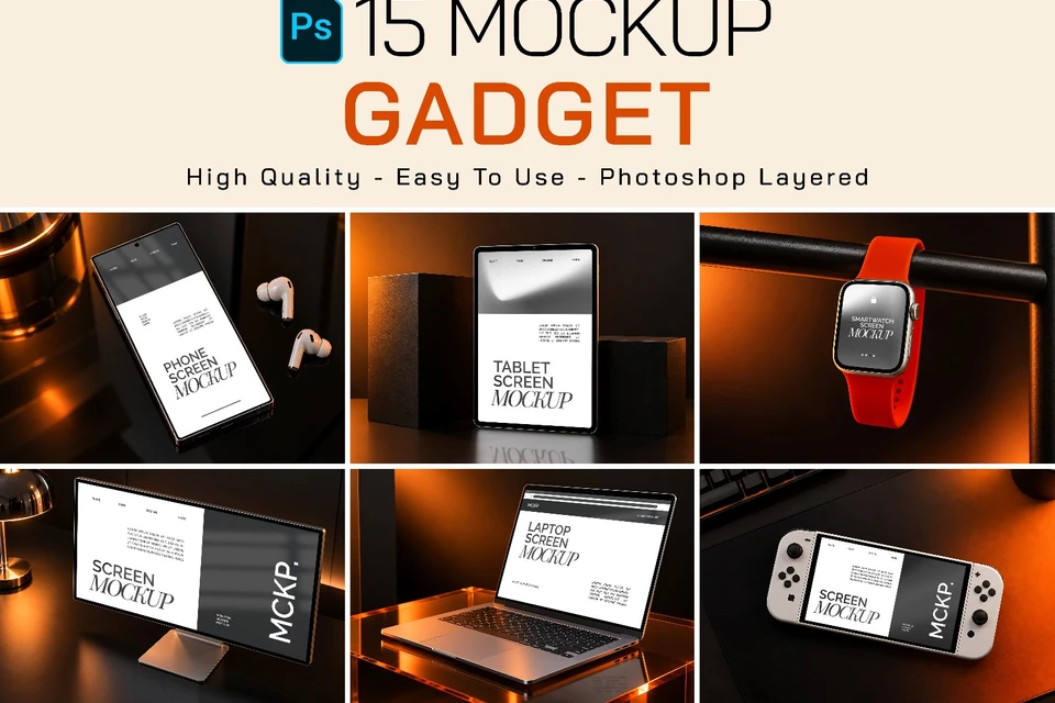 15 Tech Gadget Mockup Set