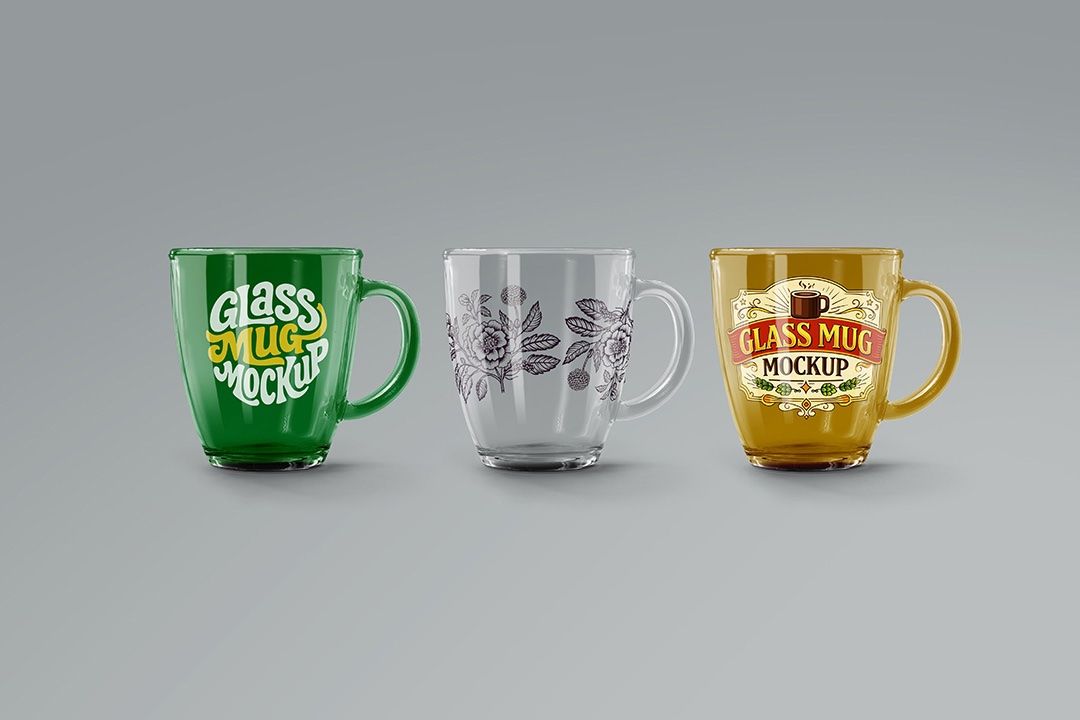 Glass Mug Mockup Set (3 Objects)