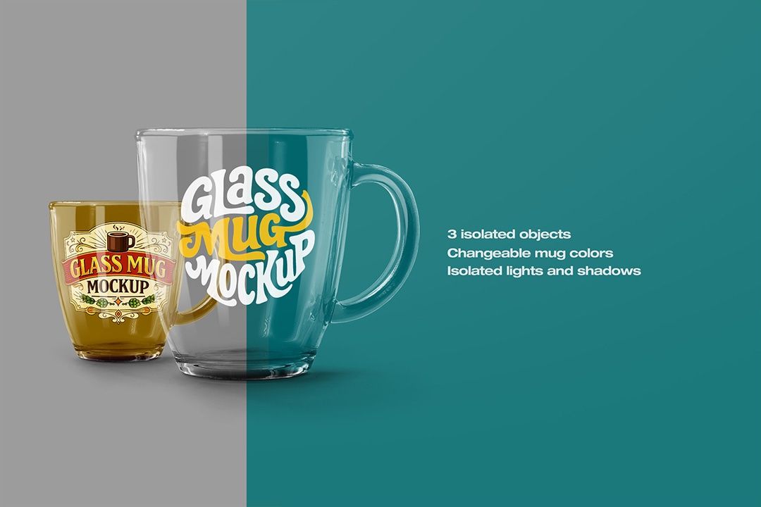 Glass Mug Mockup Set (3 Objects)