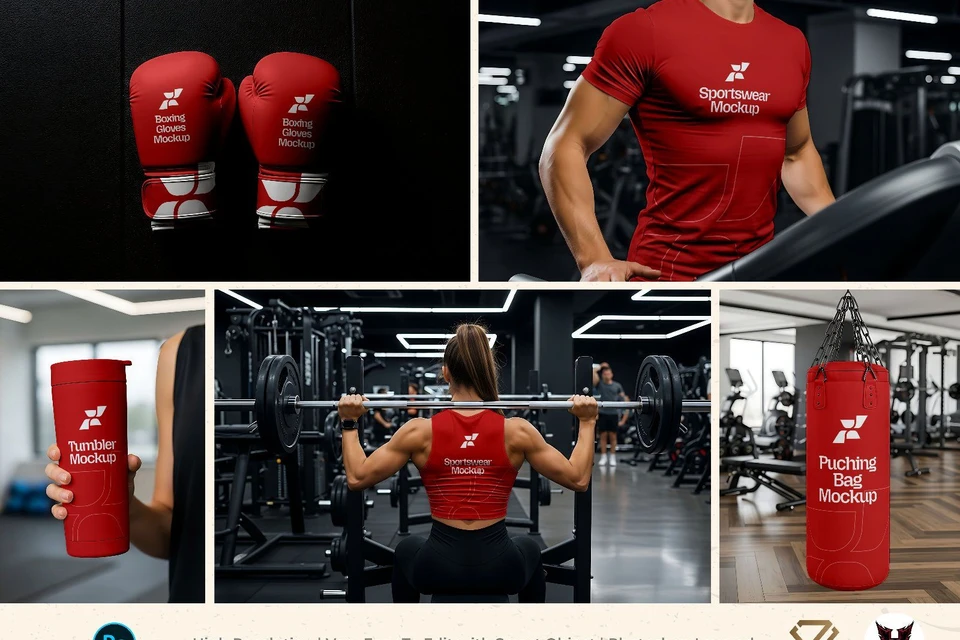 Premium Branding Red Gym Mockup