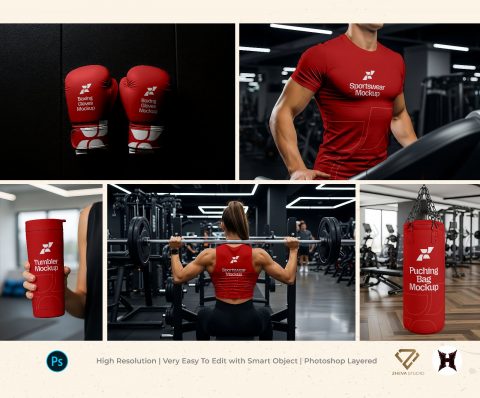 Premium Branding Red Gym Mockup