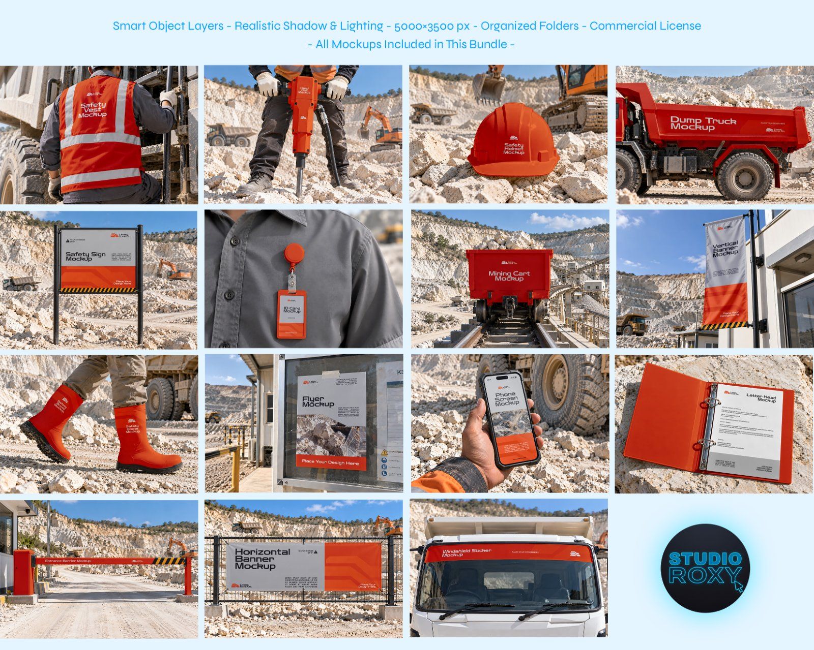 Limestone Mining Branding Mockup Bundle - 15 Heavy Equipment PSD Mockups — image 2