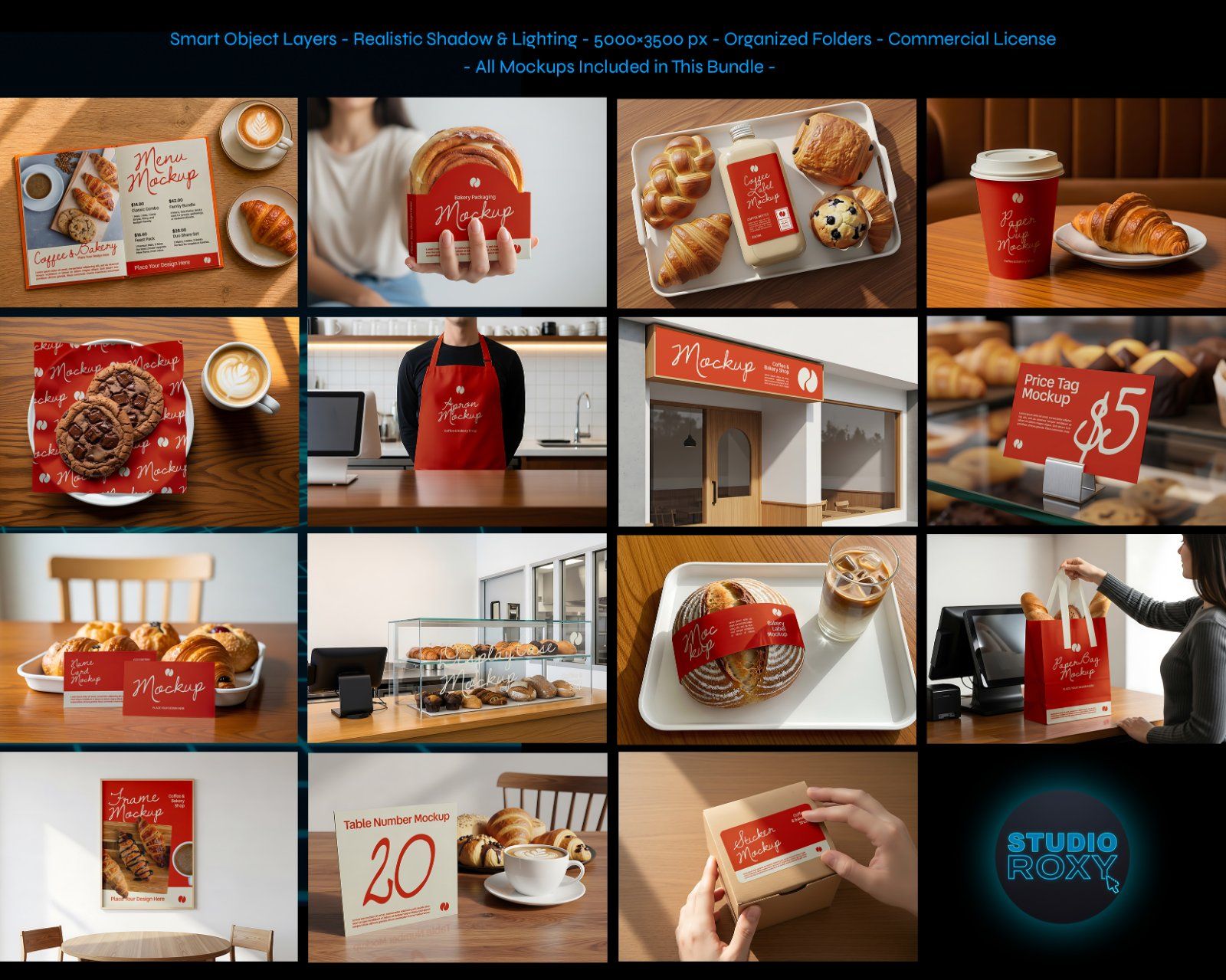 Premium Bakery & Coffee Shop Branding Mockup Bundle – 15 Aesthetic PSD Scenes for Cafe Identity