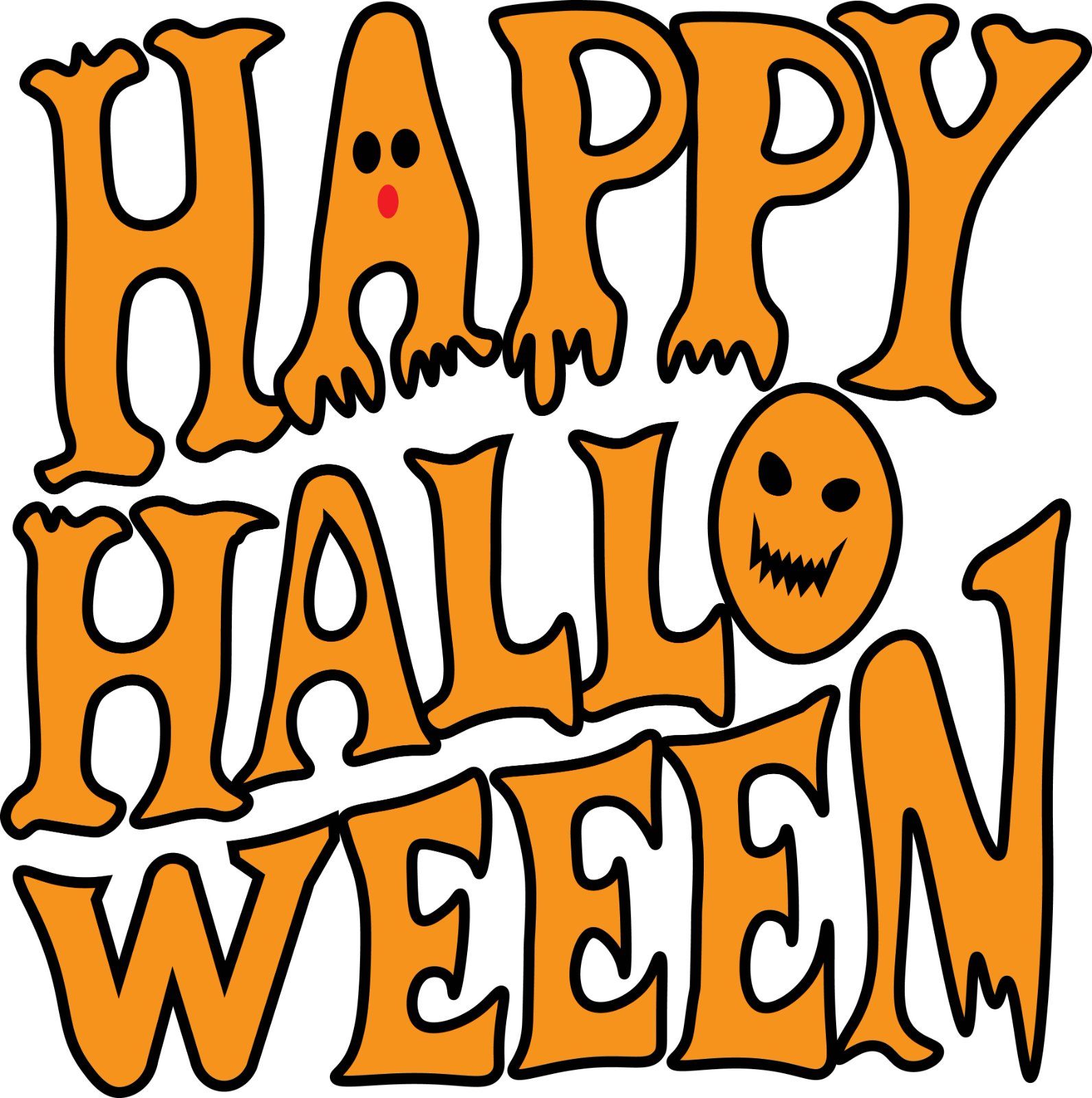 Halloween Happy Halloween Lettering with Ghost and Pumpkin — image 1