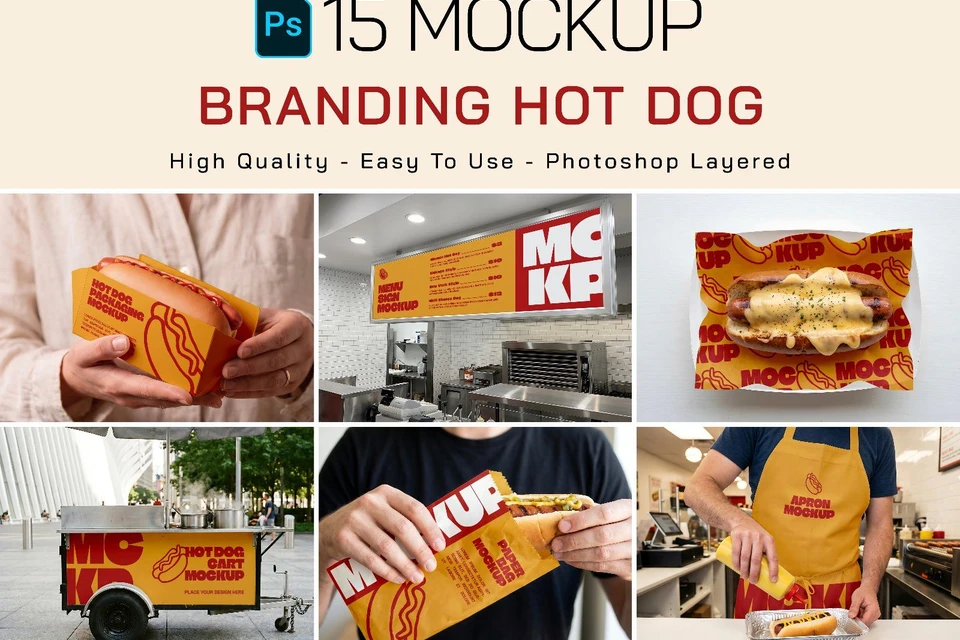 Premium Branding Hotdog Mockup