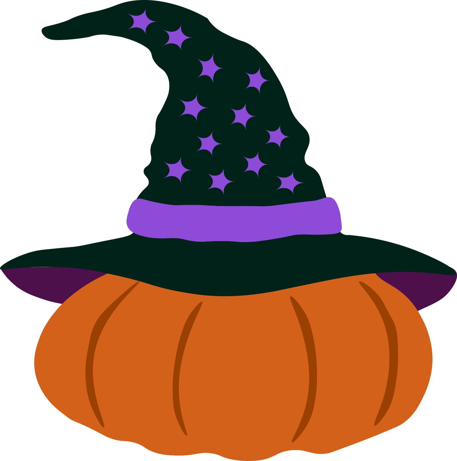 Halloween Pumpkin Wearing a Witch Hat — image 1