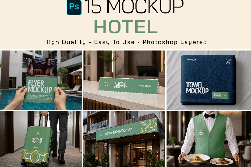 Hotel Mockup Bundle - Complete Hospitality Brand Identity PSD Mockups