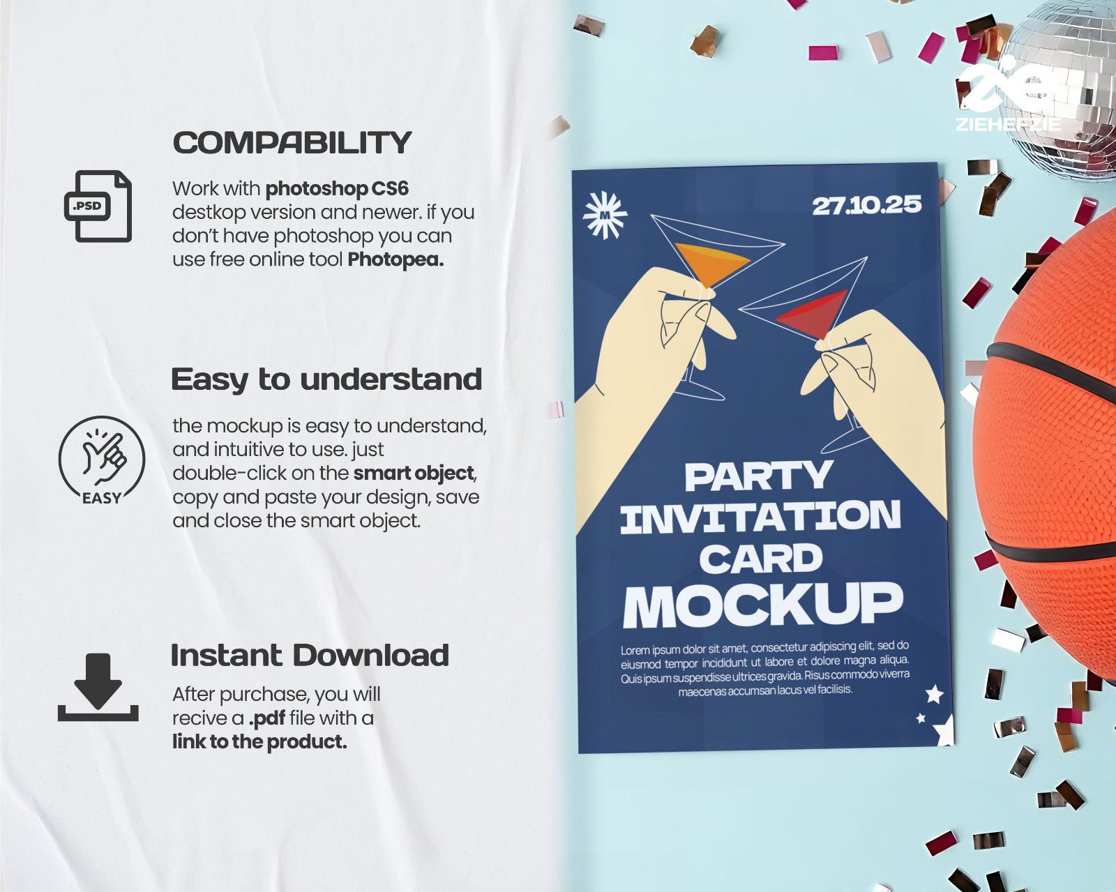 Premium Party Invitation Boy and Girl Mockup Bundle