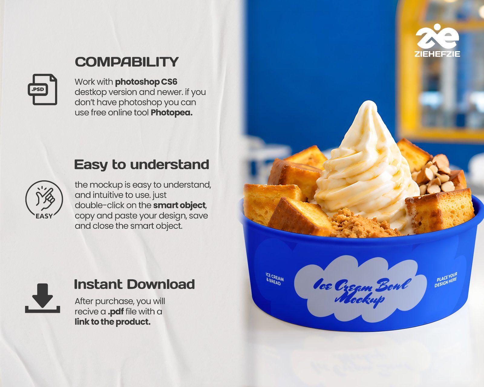 Premium Ice Cream & Bakery Branding Mockup Bundle – 15 Sweet PSD Scenes for Dessert Cafes, Food Pack