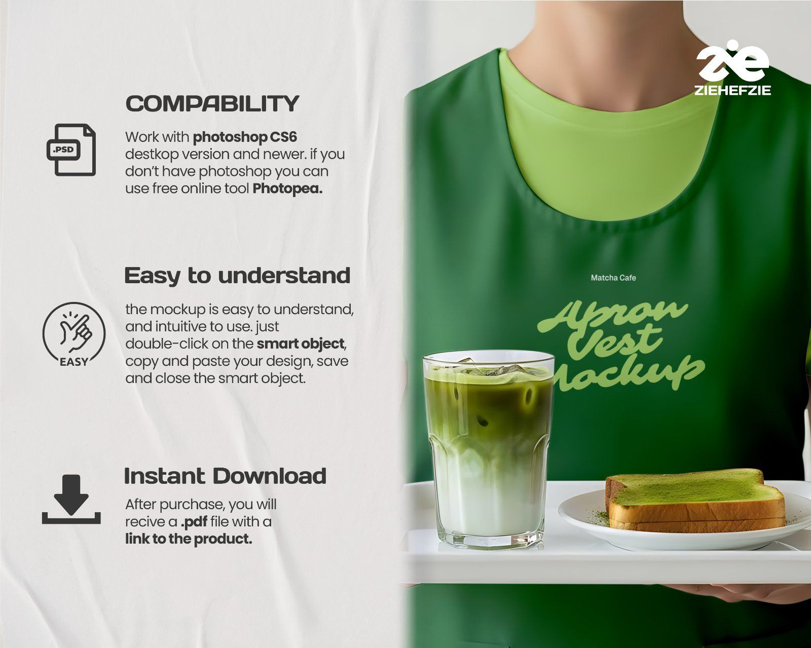 Matcha Cafe Mockup Bundle PSD – Cafe Branding & Packaging Presentation