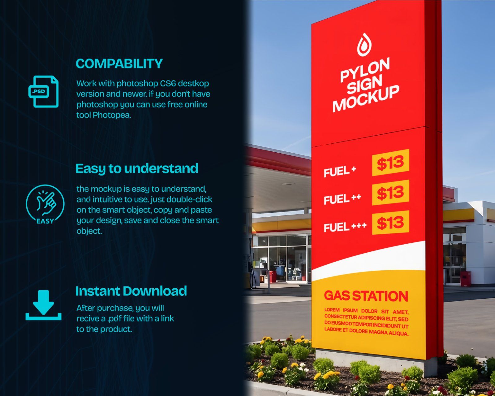 Premium Gas Station & Fuel Station Branding Mockup Bundle – 15 High-Res PSD Scenes for Energy Identi