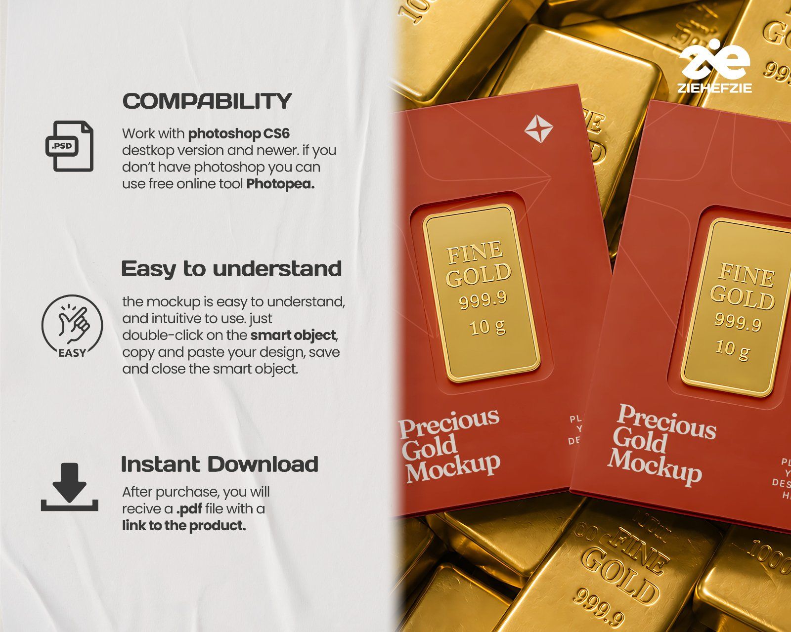 Premium Gold Shop Branding Mockup Bundle – 15 Luxury PSD Scenes for Precious Metal Retail, Jewelry B