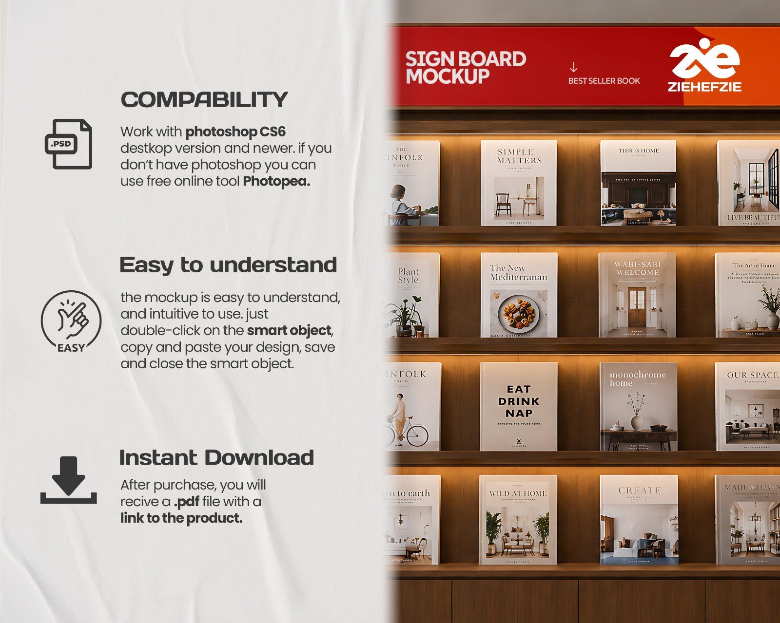Premium Book Store Branding Mockup Bundle – 15 Literary PSD Scenes for Bookstores, Publishing Houses