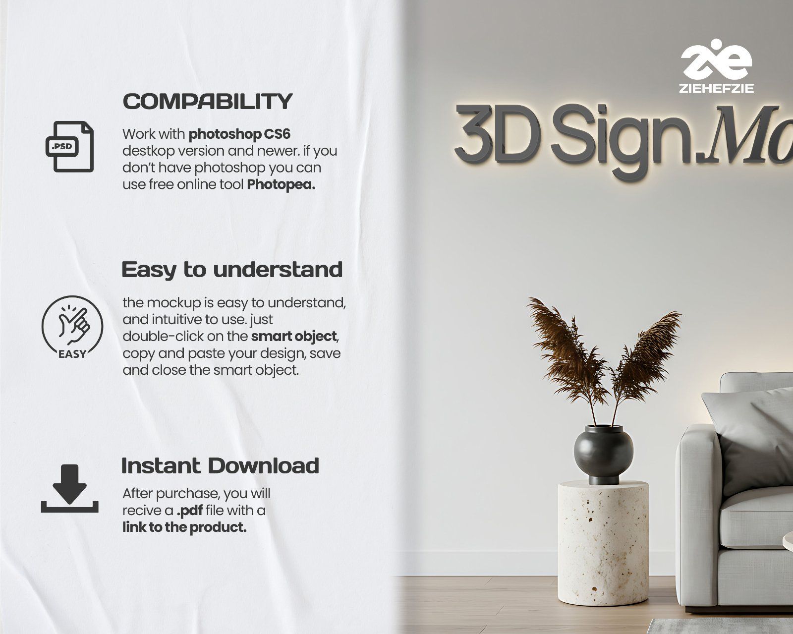 Store front 3D Signage Professional Mockup