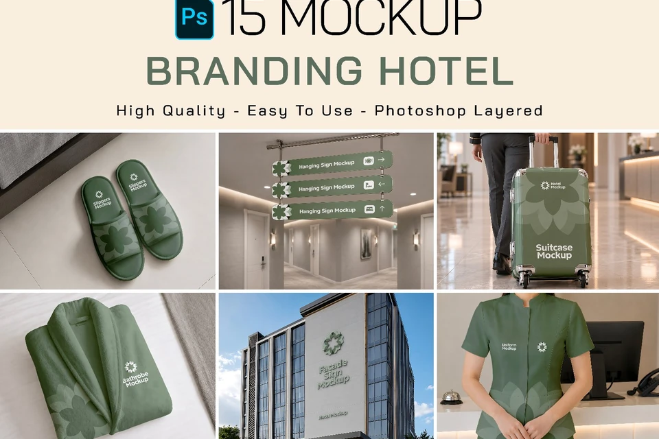 Premium Branding Light Green Hotel Mockup