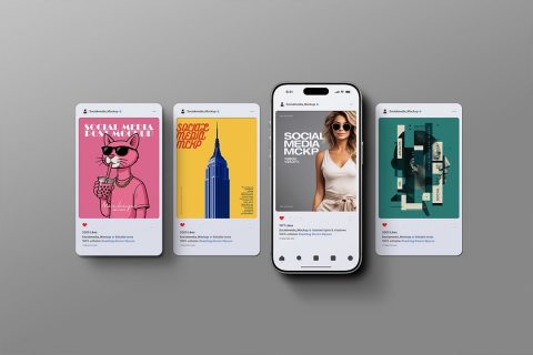Instagram Post Mockup Set + iPhone 17 (4 Objects)