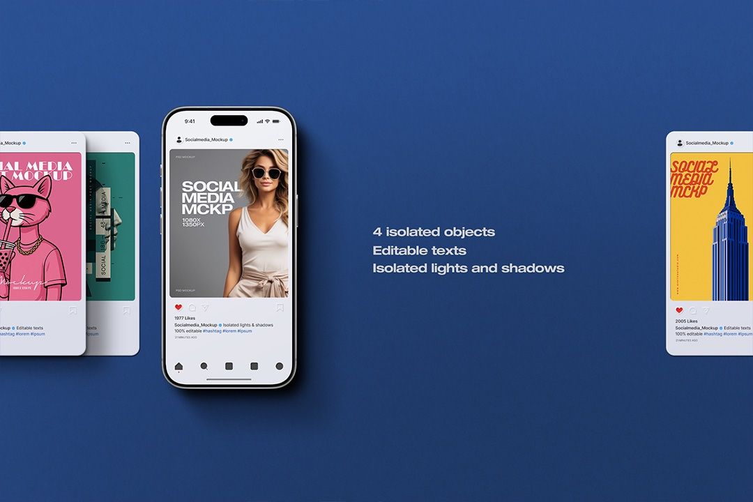 Instagram Post Mockup Set + iPhone 17 (4 Objects)