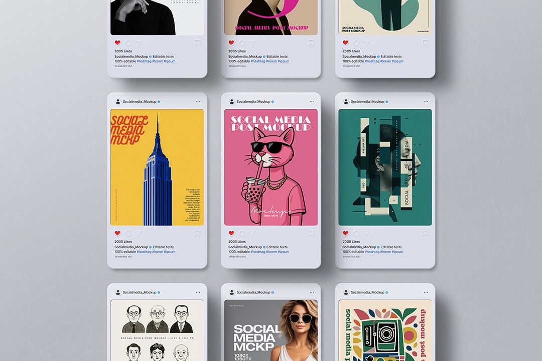 Instagram Post Mockup – Social Media (9 Objects)