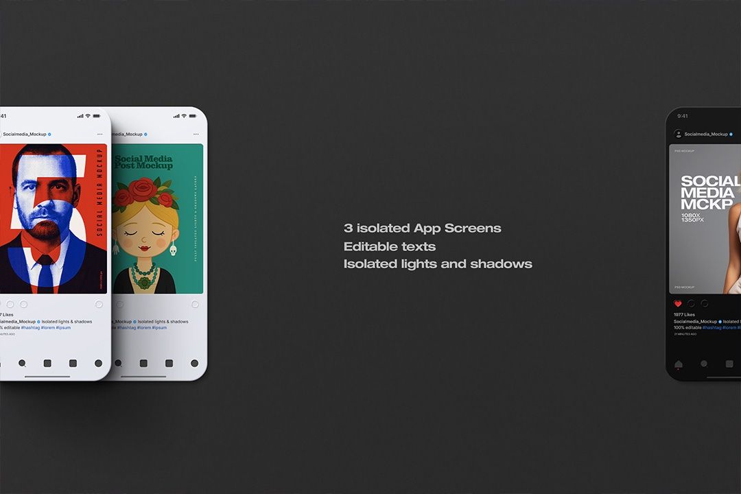 Instagram Post Mockup – Social Media App Screens (3 Objects)