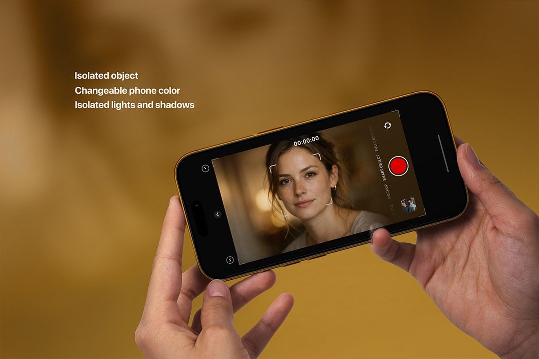 iPhone Mockup - Hands Holding Horizontal Phone