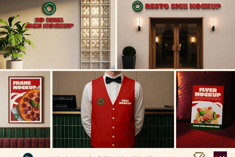 Premium Branding Italy Restaurant Mockup