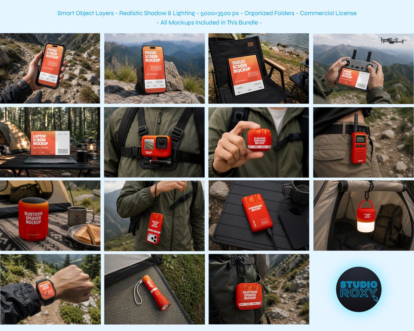 Outdoor Device Set Mockup Bundle - 15 PSD Templates  Outdoor & Adventure Tech Device Branding — image 2