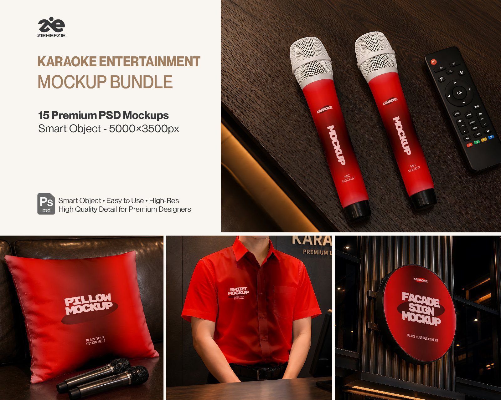 Karaoke Entertainment Branding Mockup Bundle - Karaoke Lounge & Music Bar Identity Mockup Set — image 1