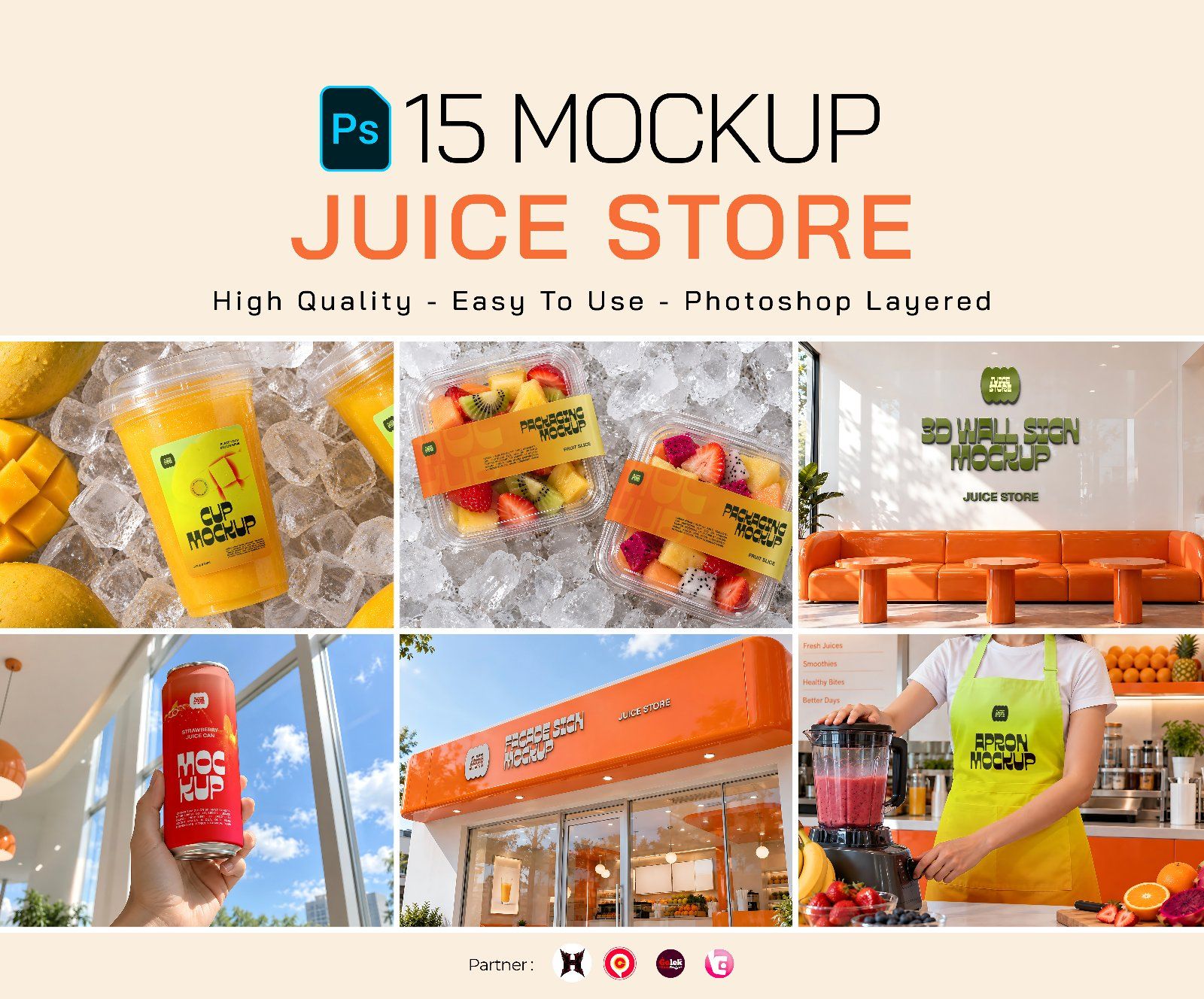 Juice Store Mockup Bundle - Complete Juice Bar & Smoothie Brand Identity PSD — image 1