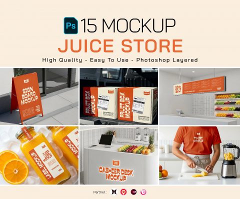 Premium Branding Orange Juice Store Mockup
