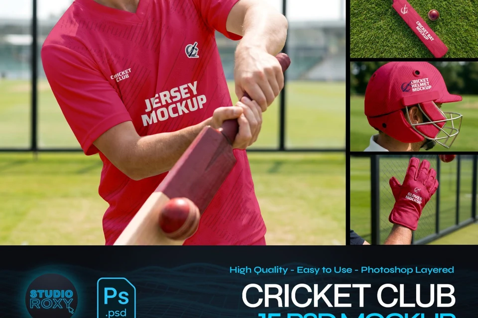Ultimate Cricket Club Branding Mockup Bundle – 15 Premium PSD Scenes for Athletic & Sports Identity