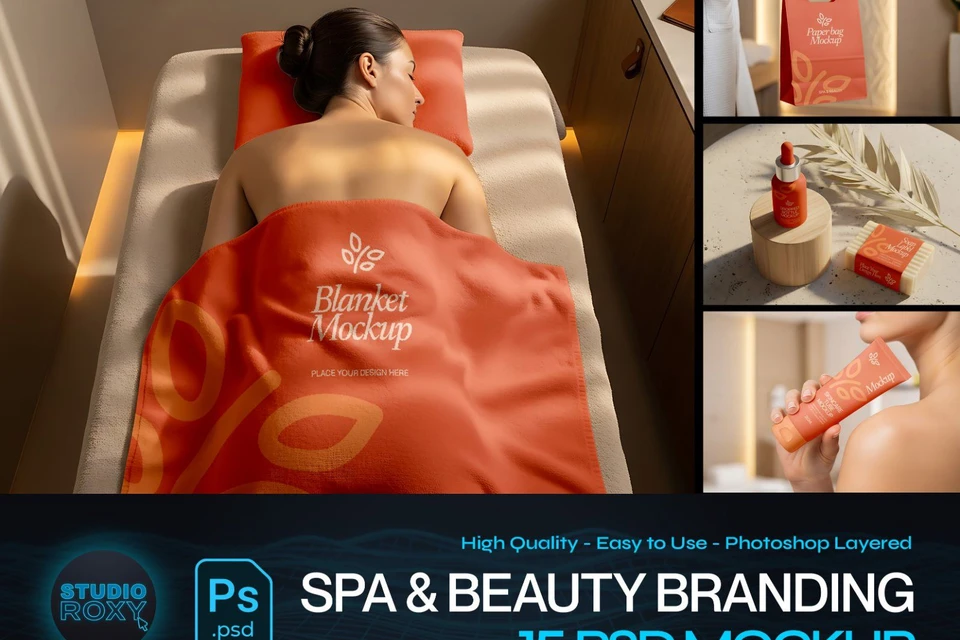 Luxury Spa & Beauty Branding Mockup Bundle – 15 Premium PSD Scenes for Wellness & Cosmetic Identity