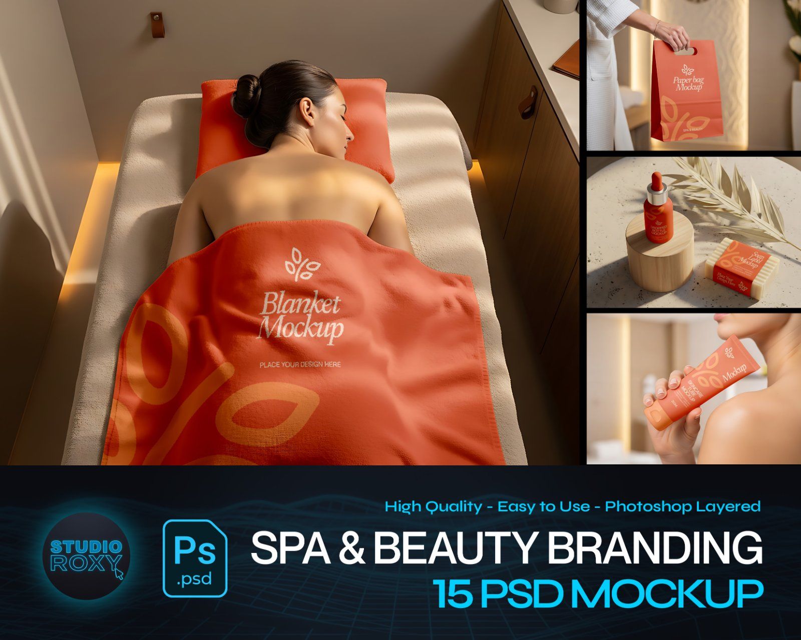 Luxury Spa & Beauty Branding Mockup Bundle – 15 Premium PSD Scenes for Wellness & Cosmetic Identity