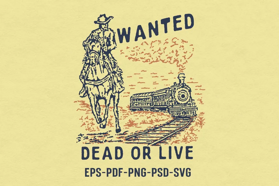 Wanted Cowboy – Vintage Design Illustration